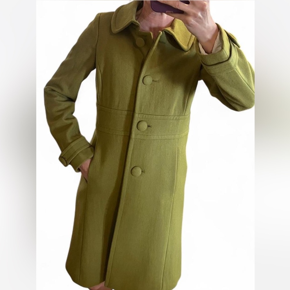 J. Crew Olive Lady Day Coat Wool Blend